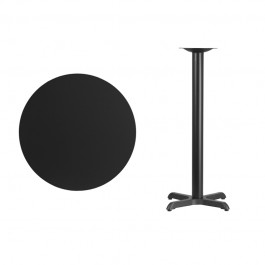 Flash Furniture XU-RD-30-BLKTB-T2222B-GG 30" Round Black Laminate Table Top with 22" Bar Height Table Base