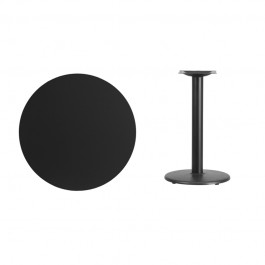 Flash Furniture XU-RD-30-BLKTB-TR18-GG 30" Round Black Laminate Table Top with 18" Round Table Height Base