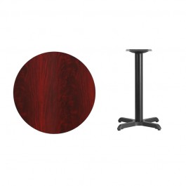 Flash Furniture XU-RD-30-MAHTB-T2222-GG 30" Round Mahogany Laminate Table Top with 22" Table Height Base