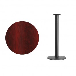 Flash Furniture XU-RD-30-MAHTB-TR18B-GG 30" Round Mahogany Laminate Table Top with 18" Round Bar Height Table Base