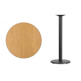 Flash Furniture XU-RD-30-NATTB-TR18B-GG 30" Round Natural Laminate Table Top with 18" Round Bar Height Table Base