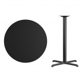 Flash Furniture XU-RD-36-BLKTB-T3030B-GG 36" Round Black Laminate Table Top with 30" Bar Height Table Base
