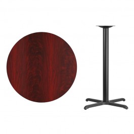 Flash Furniture XU-RD-36-MAHTB-T3030B-GG 36" Round Mahogany Laminate Table Top with 30" Bar Height Table Base