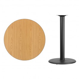 Flash Furniture XU-RD-36-NATTB-TR24B-GG 36" Round Natural Laminate Table Top with 24" Round Bar Height Table Base