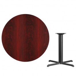 Flash Furniture XU-RD-42-MAHTB-T3333-GG 42" Round Mahogany Laminate Table Top with 33" Table Height Base