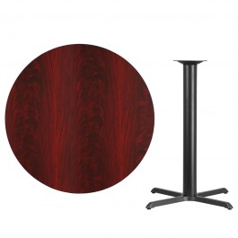 Flash Furniture XU-RD-42-MAHTB-T3333B-GG 42" Round Mahogany Laminate Table Top with 33" Bar Height Table Base