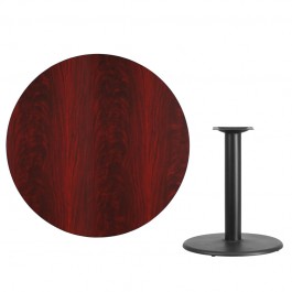 Flash Furniture XU-RD-42-MAHTB-TR24-GG 42" Round Mahogany Laminate Table Top with 24" Round Table Height Base