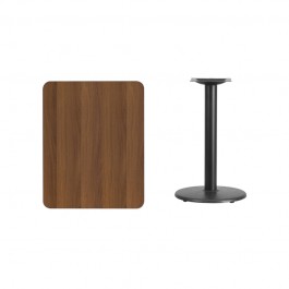 Flash Furniture XU-WALTB-2430-TR18-GG 24" x 30" Rectangular Walnut Laminate Table Top with 18" Round Table Height Base