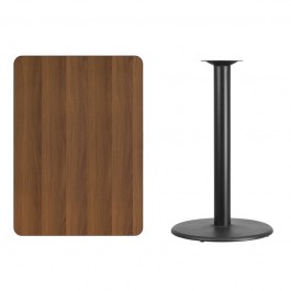 Flash Furniture XU-WALTB-3042-TR24B-GG 30" x 42" Rectangular Walnut Laminate Table Top with 24" Round Bar Height Table Base