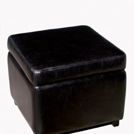 Wholesale Interiors Full Leather Ottoman Black Y-162-023-black