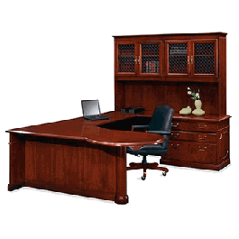 Kimball Presiident Traditional Veneer Desk Workstation