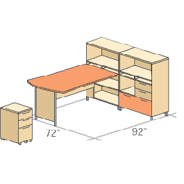 Workstation, Layout #14, Space of 72”X92” C3PLAN59A United Concept 3