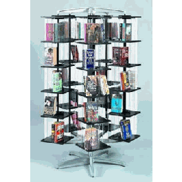 Gressco Library, Five Tier Five Tower Rotating Display, Video Cassettes