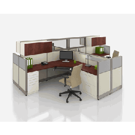 Nvision 4, Four Person Office Workstation Cubicle
