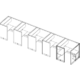 Tayco Monolithic, Five Cluster Office Workstation Cubicle,5 Stations