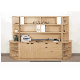 Office Credenza with Open Hutch and Corner Bookcases