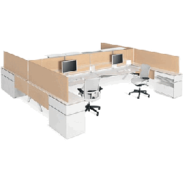 Kimball HUM Veneer Transitional Teaming Desk Workstation