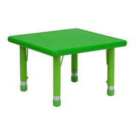 Flash Furniture 24'' Square Height Adjustable Green Plastic Activity Table YU-YCX-002-2-SQR-TBL-GREEN-GG