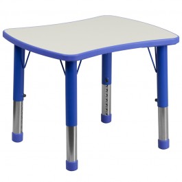 Flash Furniture Height Adjustable Rectangular Blue Plastic Activity Table with Grey Top YU-YCY-098-RECT-TBL-BLUE-GG