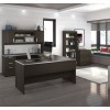 Bestar 52850-79 Ridgeley U-Shaped Desk with lateral file and Bookcase in Dark Chocolate