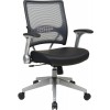 Office Star Space Seating 2-to-1 Synchro Tilt Light Professional AirGrid Back and Black Eco Leather Seat Managers Chair with Flip Arms and Angled Platinum Coated Base 67-E36N61R5
