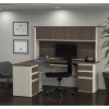Bestar 99852-52 Prestige Plus L-shaped Workstation Including Two Pedestals in White Chocolate & Antigua