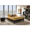 Baxton Studio BBT6598-Black-Full Lancashire Leather Upholstered Full Size Bed Frame with Tapered Legs