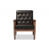 Baxton Studio BBT8013-Brown Chair Sorrento Mid-Century Retro Modern Leather Upholstered Wooden Lounge Chair