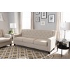 Baxton Studio BBT8021-SF-Light Beige-6086-1 Arcadia Modern and Contemporary Button-Tufted Living Room 3-Seater Sofa