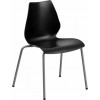 Flash Furniture HERCULES Series 770 lb. Capacity Black Stack Chair with Lumbar Support and Silver Frame RUT-288-BK-GG