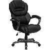 Flash Furniture High Back Black Leather Executive Office Chair with Leather Padded Loop Arms GO-901-BK-GG