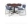 Regency TB4242MH44BE Cain 42" Square Breakroom Table in Mahogany & 4 Zeng Stack Chairs in Blue (Default)
