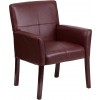 Flash Furniture Burgundy Leather Executive Side Chair or Reception Chair with Mahogany Legs BT-353-BURG-GG