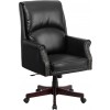 Flash Furniture BT-9025H-2-GG High Back Pillow Back Black Leather Executive Swivel Office Chair