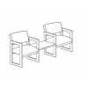 Lesro Classic C2111G3 Two Armed Chairs with Connecting Center Table, Sled Base.