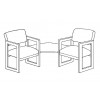 Lesro Classic C2121G3 Two Armed Chairs with Connecting Corner Table, Sled Base