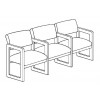 Lesro Classic C3103G3 Three Seater, With Center Arms or 3 Seat Sofa, Sled Base