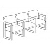 Lesro Classic C3203G3 Three Seater, With Center Arms or 3 Seat Sofa, Sled Base 
