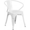 Flash Furniture CH-31270-WH-GG White Metal Indoor-Outdoor Chair with Arms