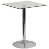 Flash Furniture CH-4-GG 23.75" Square Glass Table with 30"H Chrome Base