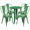 Flash Furniture CH-51080TH-4-18CAFE-GN-GG 24" Round Metal Table Set with Cafe Chairs in Green