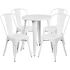 Flash Furniture CH-51080TH-4-18CAFE-WH-GG 24" Round Metal Table Set with Cafe Chairs in White