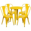 Flash Furniture CH-51080TH-4-18CAFE-YL-GG 24" Round Metal Table Set with Cafe Chairs in Yellow
