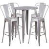 Flash Furniture CH-51090BH-4-30CAFE-SIL-GG 30" Round Metal Bar Table Set in Silver
