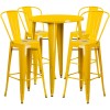 Flash Furniture CH-51090BH-4-30CAFE-YL-GG 30" Round Metal Bar Table Set in Yellow
