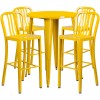 Flash Furniture CH-51090BH-4-30VRT-YL-GG 30" Round Metal Bar Table Set in Yellow