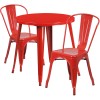 Flash Furniture CH-51090TH-2-18CAFE-RED-GG 30" Round Metal Table Set in Red