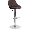 Flash Furniture Contemporary Brown Vinyl Bucket Seat Adjustable Height Bar Stool with Chrome Base CH-82028A-BRN-GG