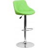 Flash Furniture Contemporary Green Vinyl Bucket Seat Adjustable Height Bar Stool with Chrome Base CH-82028A-GRN-GG