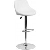 Flash Furniture Contemporary White Vinyl Bucket Seat Adjustable Height Bar Stool with Chrome Base CH-82028A-WH-GG